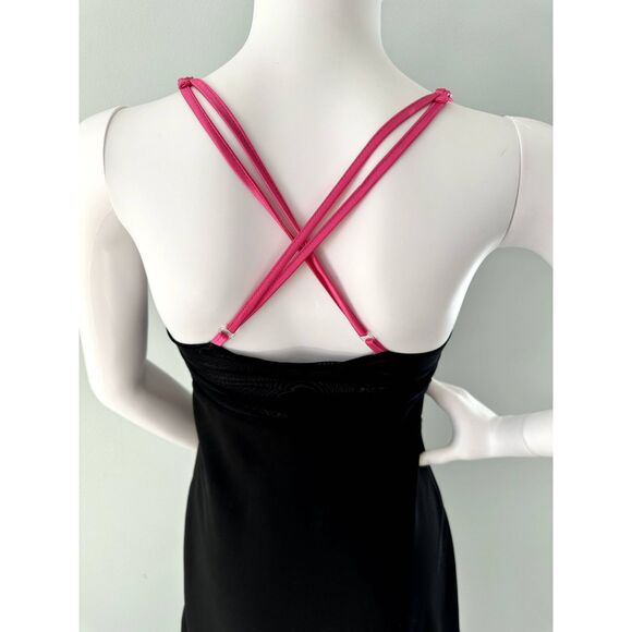 Vintage Victoria's Secret Black Slip Dress with Pink Trim & Lace Detail size 8 - Picture 6 of 9